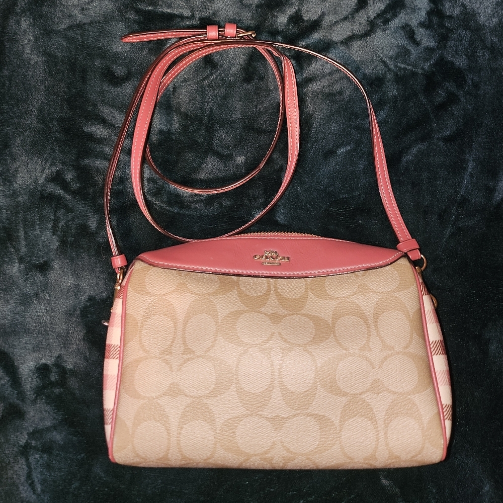 Coach Pink and Tan Crossbody Bag